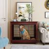 39&rdquo; Length Furniture Style Pet Dog Crate Cage End Table with Wooden Structure and Iron Wire and Lockable Caters; Medium and Large Dog House Indo