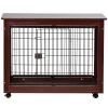 39&rdquo; Length Furniture Style Pet Dog Crate Cage End Table with Wooden Structure and Iron Wire and Lockable Caters; Medium and Large Dog House Indo