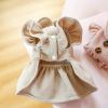 AW Princess Puff Sleeves Pet Dog Clothes Cat Plain Xiangfeng Peter Pan Collar Skirt