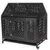 Heavy Duty Dog Crate Cage Kennel Strong Metal Frame Kennel Durable Indoor & Outdoor Kennel for Large Dogs; Easy to Assemble and Move with Four Wheels