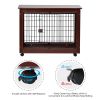 39' Length Furniture Style Pet Dog Crate Cage End Table with Wooden Structure and Iron Wire and Lockable Caters, Medium and Large Dog House Indoor Use