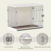 34&quot; Length Elegant Wooden Structure White Dog Cage Crate; End Table with movable salver; Decorative Dog House Cage Indoor Use; Furniture style; w