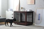 39&rdquo; Length Furniture Style Pet Dog Crate Cage End Table with Wooden Structure and Iron Wire and Lockable Caters; Medium and Large Dog House Indo