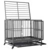 Dog Cage with Wheels Steel 36.2"x24.4"x29.9"