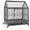 Dog Cage with Wheels and Roof Steel 36.2"x24.4"x41.7"