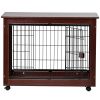 39&rdquo; Length Furniture Style Pet Dog Crate Cage End Table with Wooden Structure and Iron Wire and Lockable Caters; Medium and Large Dog House Indo