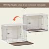 34&quot; Length Elegant Wooden Structure White Dog Cage Crate; End Table with movable salver; Decorative Dog House Cage Indoor Use; Furniture style; w