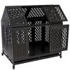 Heavy Duty Dog Crate Cage Kennel Strong Metal Frame Kennel Durable Indoor & Outdoor Kennel for Large Dogs; Easy to Assemble and Move with Four Wheels