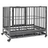 Dog Cage with Wheels Steel 36.2"x24.4"x29.9"