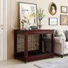 39&rdquo; Length Furniture Style Pet Dog Crate Cage End Table with Wooden Structure and Iron Wire and Lockable Caters; Medium and Large Dog House Indo