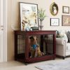 39&rdquo; Length Furniture Style Pet Dog Crate Cage End Table with Wooden Structure and Iron Wire and Lockable Caters; Medium and Large Dog House Indo