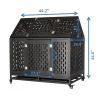 Heavy Duty Dog Crate Cage Kennel Strong Metal Frame Kennel Durable Indoor & Outdoor Kennel for Large Dogs; Easy to Assemble and Move with Four Wheels