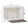 34&quot; Length Elegant Wooden Structure White Dog Cage Crate; End Table with movable salver; Decorative Dog House Cage Indoor Use; Furniture style; w