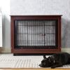 39&rdquo; Length Furniture Style Pet Dog Crate Cage End Table with Wooden Structure and Iron Wire and Lockable Caters; Medium and Large Dog House Indo