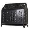 Heavy Duty Dog Crate Cage Kennel Strong Metal Frame Kennel Durable Indoor & Outdoor Kennel for Large Dogs; Easy to Assemble and Move with Four Wheels