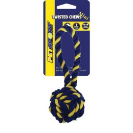 Petsport USA Twisted Chew Monkey Fist Dog Toy Monkey Fist with Handle Blue; Yellow 7 in Mini