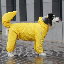 Covered tail dog raincoat large dog full package golden hair big dog clothes four foot pet supplies (Color: yellow, size: 9XL)