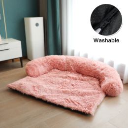 Pet Sofa; Warm Plush Pet Cushion For Indoor Dogs & Cats; Dog Blanket; Washable Pet Bed (Color: pink, size: S)