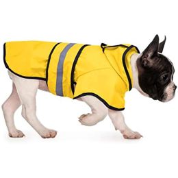 Reflective Dog Raincoat Hooded Slicker Poncho for Small to X-Large Dogs and Puppies; Waterproof Dog Clothing (Color: yellow, size: large)