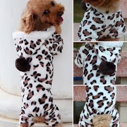 Leopard Warm Winter Pet Dog Puppy Clothes Hoodie Jumpsuit Pajamas Outwear (Color: Leopard, size: XL)