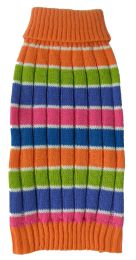 Tutti-Beauty Rainbow Heavy Cable Knitted Ribbed Designer Turtle Neck Dog Sweater (size: small)