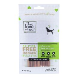 I And Love And You Dog Chews - No Stink Free Ranger Bully Stix - Beef - 5 count - case of 6 (SKU: 1278118)