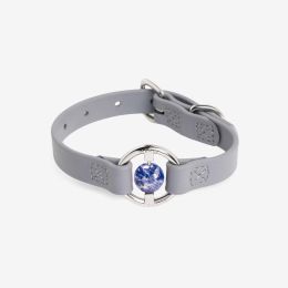 Luxury Spill-Proof Dog Collar Embedded with Healing Crystal (Color: Sea Lavender, size: small)