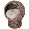 Simple Yet Practical Natural Braided Banana Leaf Elevated Cat Bed Basket With Cushion