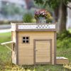 31.5' Wooden Dog House Puppy Shelter Kennel Outdoor & Indoor Dog crate, with Flower Stand, Plant Stand, With Wood Feeder