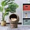 Simple Yet Practical Natural Braided Banana Leaf Elevated Cat Bed Basket With Cushion