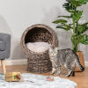 Simple Yet Practical Natural Braided Banana Leaf Elevated Cat Bed Basket With Cushion